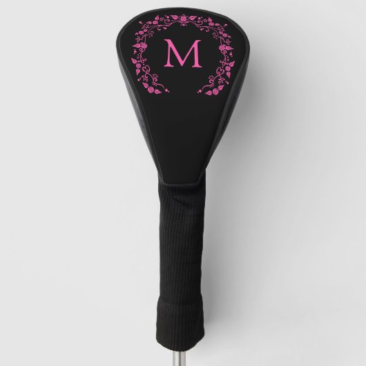 Roze meisjesmonogram golfheadcover (Voorkant)