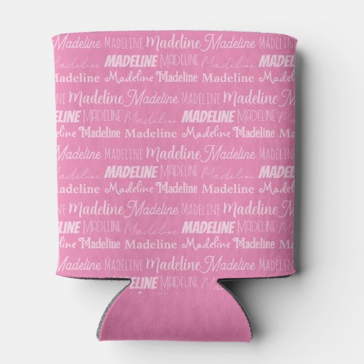  roze meisjesnaam Doopvont Collage Aangepaste toon Blikjeskoeler (Achterkant)