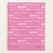  roze meisjesnaam Doopvont Collage Aangepaste toon Planner (Voorkant)