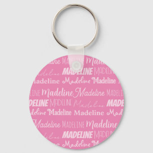 roze meisjesnaam Doopvont Collage Aangepaste toon Sleutelhanger