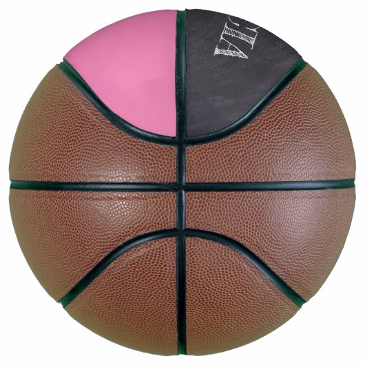 Roze meisjesnaam Sportnummer Chalkboard etsen Basketbal (Rechts)