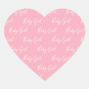 Roze meisjesScript Baby Girl Hart Sticker