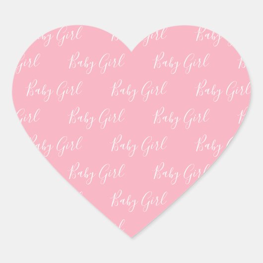 Roze meisjesScript Baby Girl Hart Sticker (Voorkant)