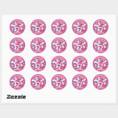 Roze meisjesstickers voor haaienglitter ronde sticker (Vel)