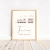 Roze meisjestrein verjaardagsattributen tafelbord poster