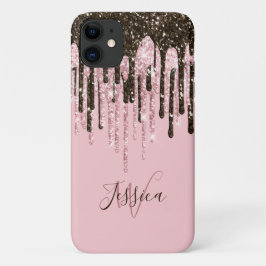 Roze meisjesvrouwen met zwarte scriptnaam Case-Mate iPhone case