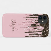 Roze meisjesvrouwen met zwarte scriptnaam Case-Mate iPhone case (Achterkant (horizontaal))