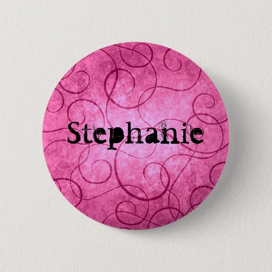 Roze meisjeswervelingen ronde button 5,7 cm (Voorkant)