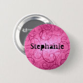 Roze meisjeswervelingen ronde button 5,7 cm (Voorkant /achterkant)