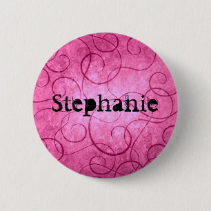 Roze meisjeswervelingen ronde button 5,7 cm
