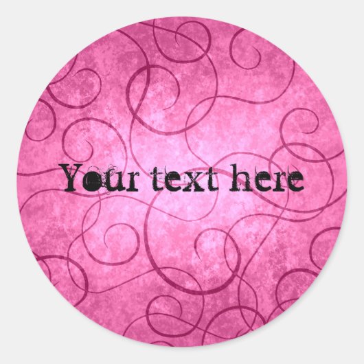 Roze meisjeswervelingen ronde sticker (Voorkant)