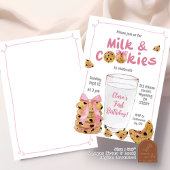 Roze Melk en Cookies Verjaardagsfeest Illustratie Kaart
