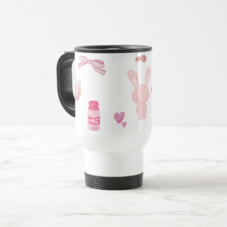 Roze Melk Konijn Cute Pastel Roze Reisbeker
