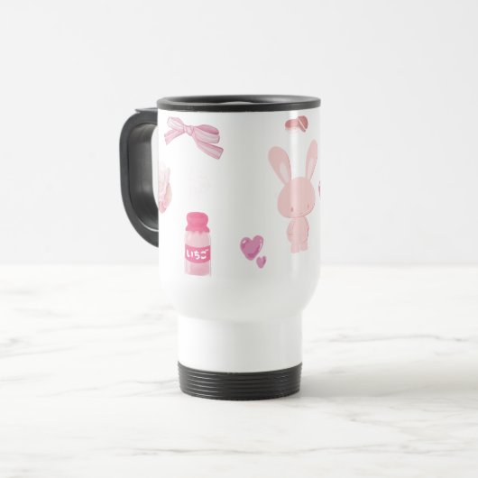 Roze Melk Konijn Cute Pastel Roze Reisbeker (Voorkant links)