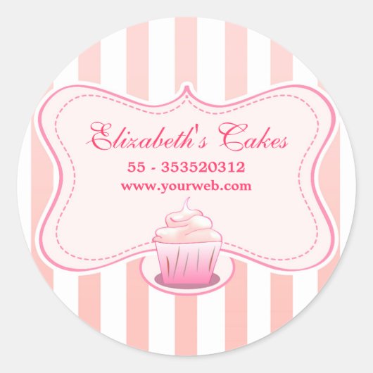Roze Melkachtige cupcake stickers (Voorkant)