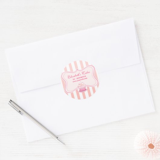 Roze Melkachtige cupcake stickers (Envelop)