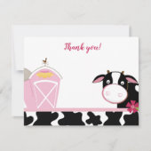 Roze melkachtige Koe Boerderij Platte dank Kaart (Voorkant)