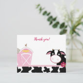 Roze melkachtige Koe Boerderij Platte dank Kaart (Staand voorkant)