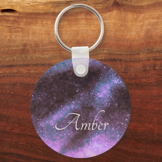 Roze melkweg Abstract gepersonaliseerd Sleutelhanger (Voorkant)