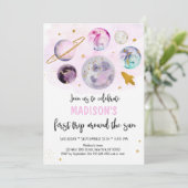 Roze melkweg eerste reis rond de zondag kaart (Staand voorkant)