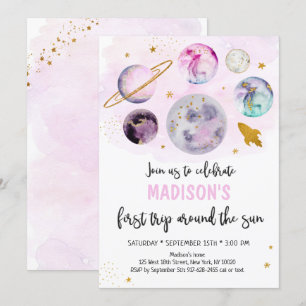 Roze melkweg eerste reis rond de zondag kaart