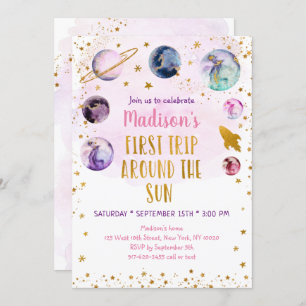 Roze melkweg eerste reis rond de zondag kaart