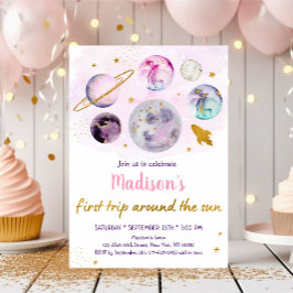 Roze melkweg eerste reis rond de zondag kaart