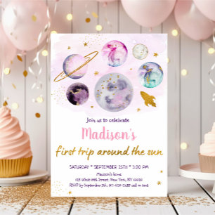 Roze melkweg eerste reis rond de zondag kaart