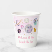 Roze melkweg eerste reis rond de zondag papieren bekers (Achterkant)