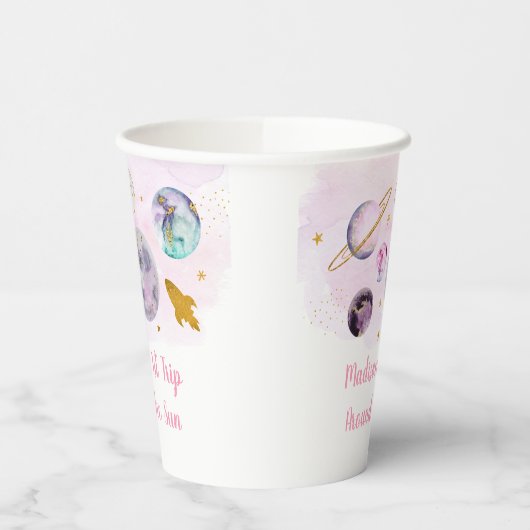 Roze melkweg eerste reis rond de zondag papieren bekers (Links)