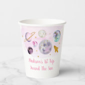 Roze melkweg eerste reis rond de zondag papieren bekers (Voorkant)