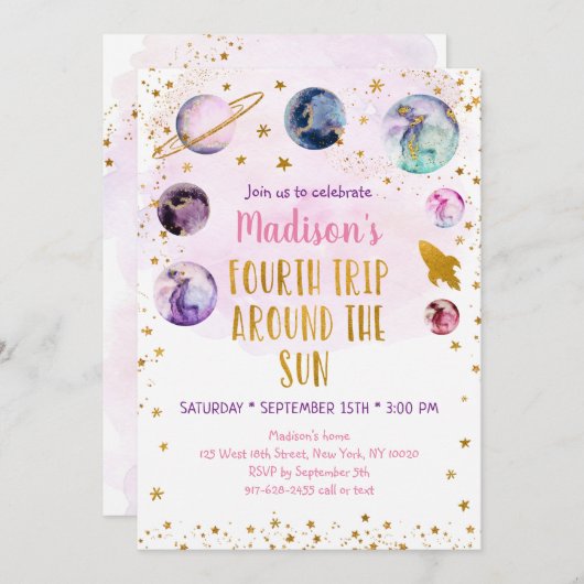 Roze melkweg Vierde reis rond de zondag Kaart (Voorkant / Achterkant)