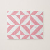 Roze Meloen Geometrisch Deco Kubuspatroon Legpuzzel (Horizontaal)