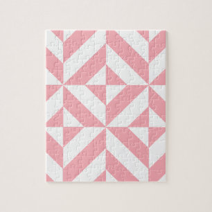 Roze Meloen Geometrisch Deco Kubuspatroon Legpuzzel