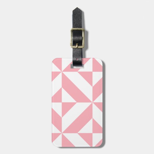Roze Melon Geometric Deco Cube Patroon Bagagelabel (Voorkant verticaal)