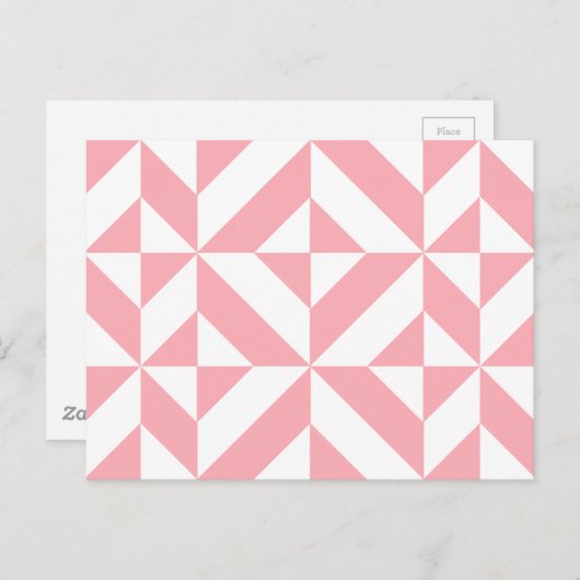 Roze Melon Geometric Deco Cube Patroon Briefkaart (Voorkant / Achterkant)
