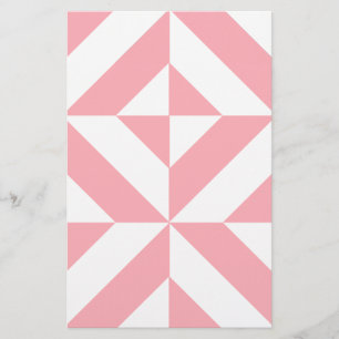 Roze Melon Geometric Deco Cube Patroon Briefpapier
