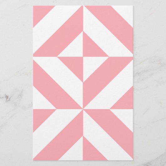 Roze Melon Geometric Deco Cube Patroon Briefpapier (Voorkant)