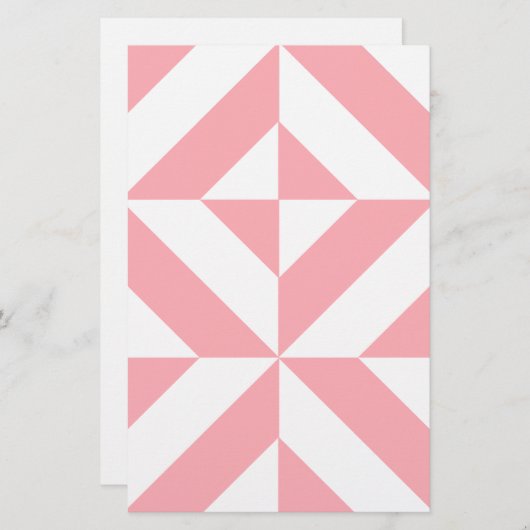 Roze Melon Geometric Deco Cube Patroon Briefpapier (Voorkant / Achterkant)