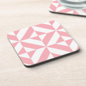 Roze Melon Geometric Deco Cube Patroon Drankjes Onderzetter (Linkerzijde)