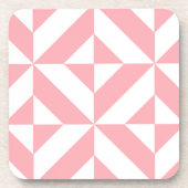 Roze Melon Geometric Deco Cube Patroon Drankjes Onderzetter (Voorkant)