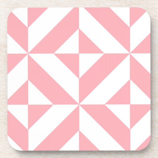 Roze Melon Geometric Deco Cube Patroon Drankjes Onderzetter (Voorkant)
