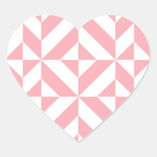 Roze Melon Geometric Deco Cube Patroon Hart Sticker