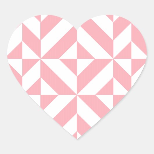Roze Melon Geometric Deco Cube Patroon Hart Sticker (Voorkant)