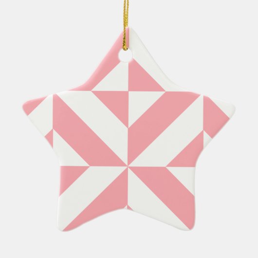 Roze Melon Geometric Deco Cube Patroon Keramisch Ornament (Voorkant)