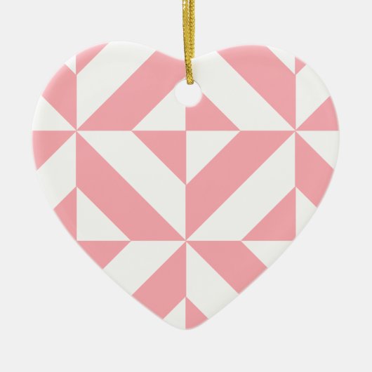 Roze Melon Geometric Deco Cube Patroon Keramisch Ornament (Voorkant)