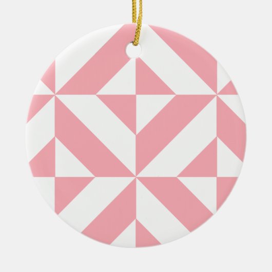 Roze Melon Geometric Deco Cube Patroon Keramisch Ornament (Voorkant)