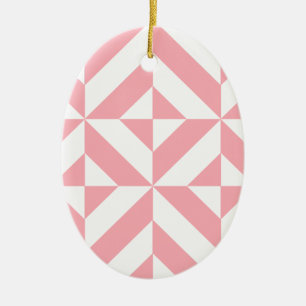 Roze Melon Geometric Deco Cube Patroon Keramisch Ornament