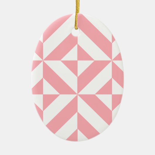 Roze Melon Geometric Deco Cube Patroon Keramisch Ornament (Voorkant)