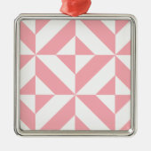 Roze Melon Geometric Deco Cube Patroon Metalen Ornament (Voorkant)